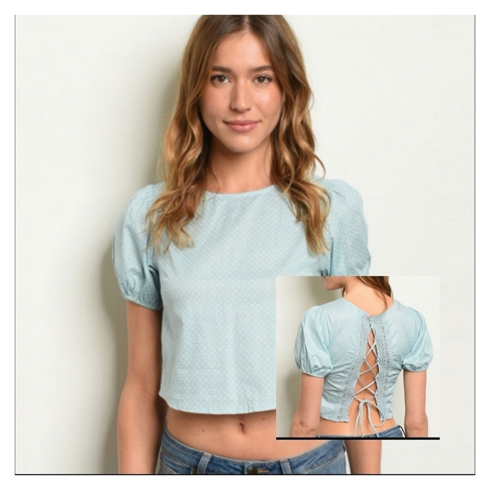 Open back Puff Sleeve Crop Top